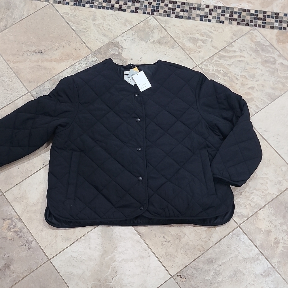 a new day Black Quilted Bomber Jacket